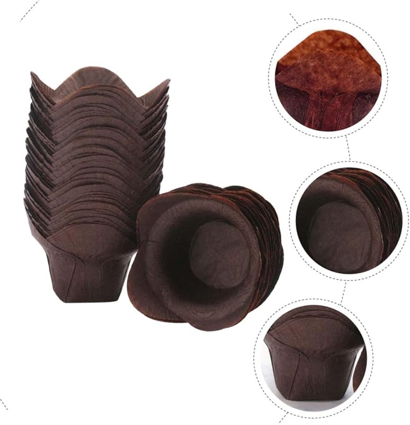 Gatuida 100pcs Greaseproof Cupcake Liners Medium Size Lotus Style Baking Paper Cups - Image 4